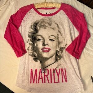 Marilyn Graphic Long Sleeve Top - Pink and White